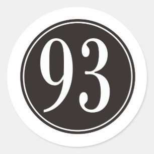 #93 Black Circle Classic Round Sticker