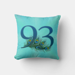 93 Peacock Feather Birthday Anniversary Elegant Cushion