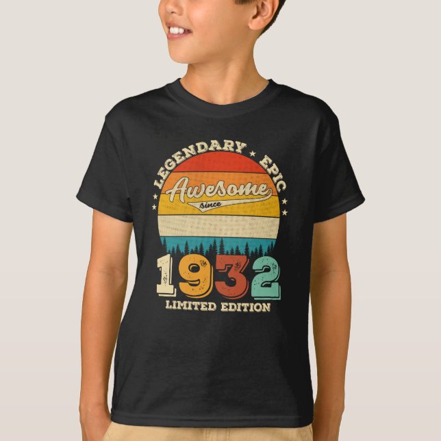 93 Year Old 1932 Awesome Since 93rd Birthday Gift T-Shirt (Front)