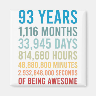 93 Years 1116 Months Being Awesome Birthday Gift Magnet