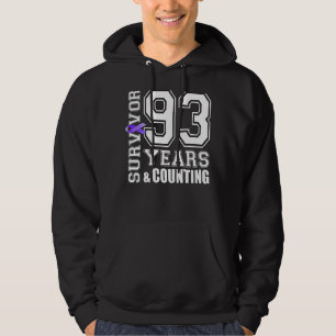 93 Years Survivor I Wear Purple Ribbon Alzheimer's Hoodie
