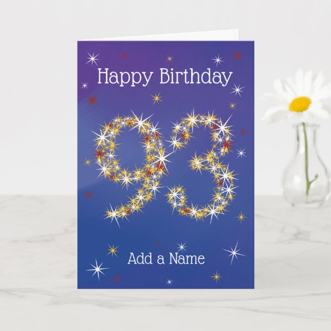 93rd Birthday - 93 in Stars - Blue - Age 93 Card (Small Plant)