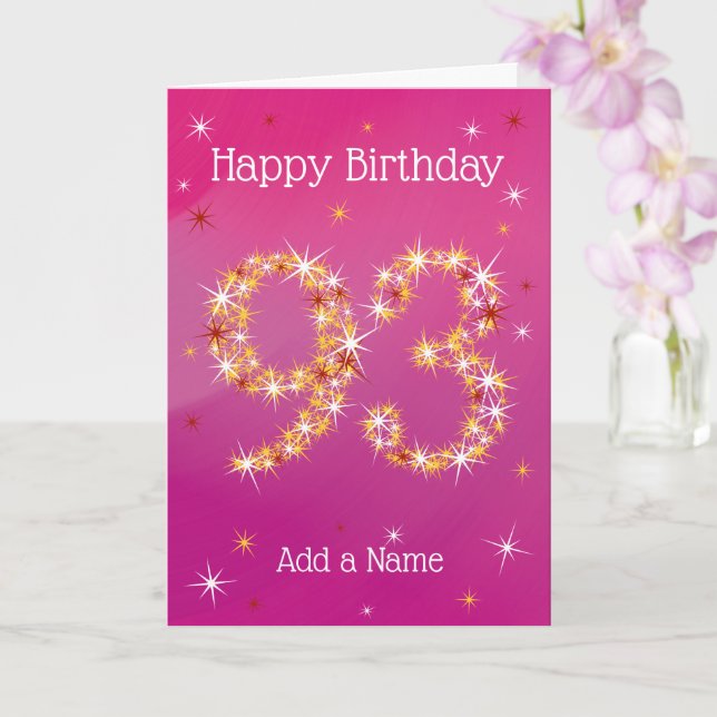93rd Birthday - 93 in Stars - Pink/Purple - Age 93 Card (Orchid)
