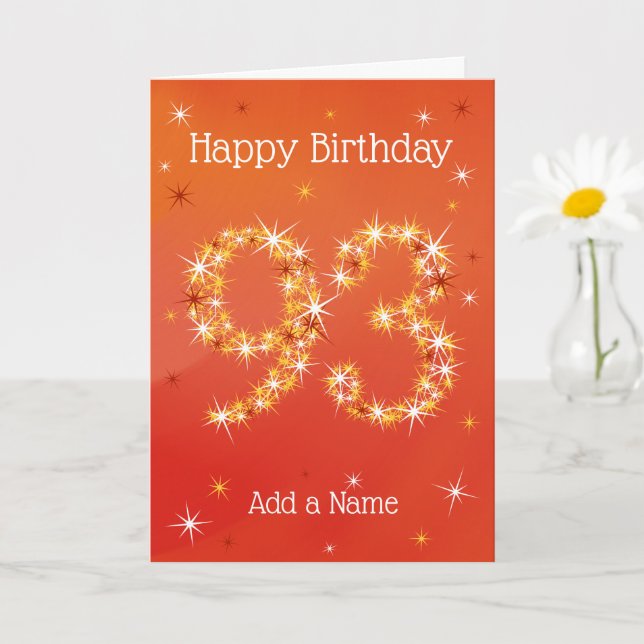 93rd Birthday - 93 in Stars - Red - Age 93 Card (Small Plant)