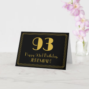 93rd Birthday: Art Deco Inspired Look "93" + Name Card