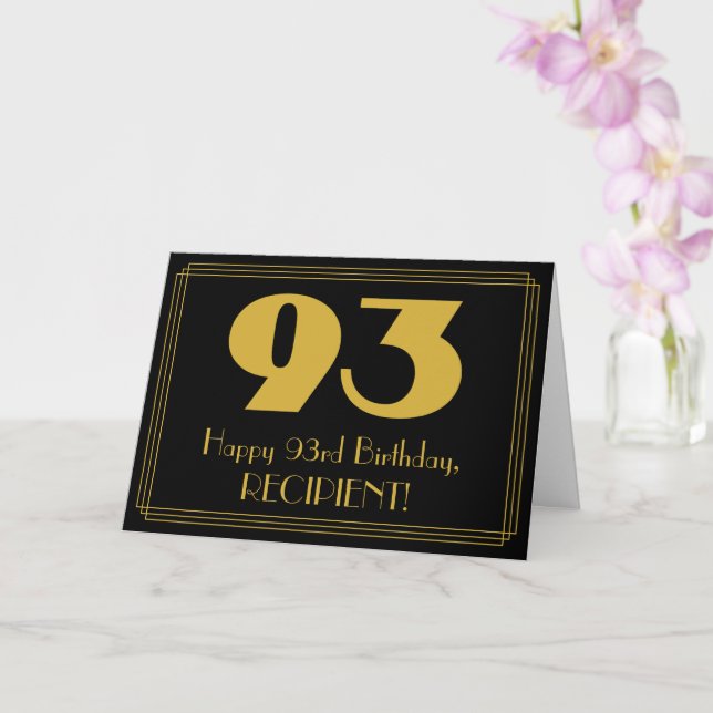 93rd Birthday: Art Deco Inspired Look "93" & Name Card (Orchid)