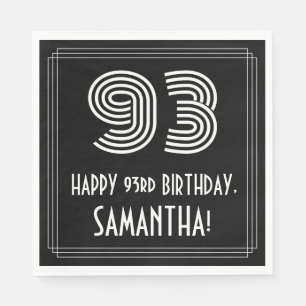 93rd Birthday: Art Deco Inspired Look "93" + Name Napkin