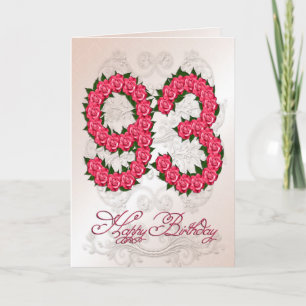 93rd birthday card with roses and leaves
