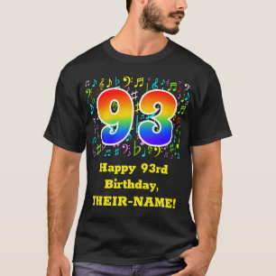 93rd Birthday: Colourful Music Symbols, Rainbow 93 T-Shirt