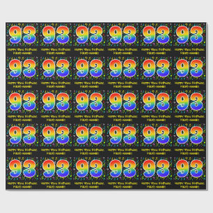 93rd Birthday: Colourful Music Symbols, Rainbow 93 Wrapping Paper