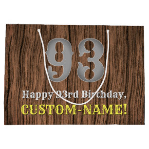 93rd Birthday: Country Western Inspired Look, Name Large Gift Bag
