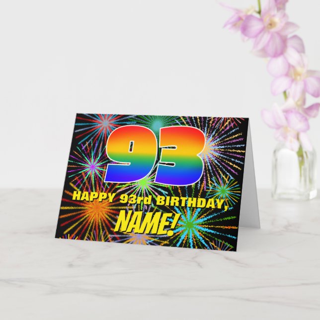 93rd Birthday: Fun, Colourful Celebratory Firework Card (Orchid)