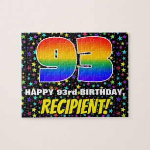 93rd Birthday — Fun, Colourful Star Field Pattern Jigsaw Puzzle