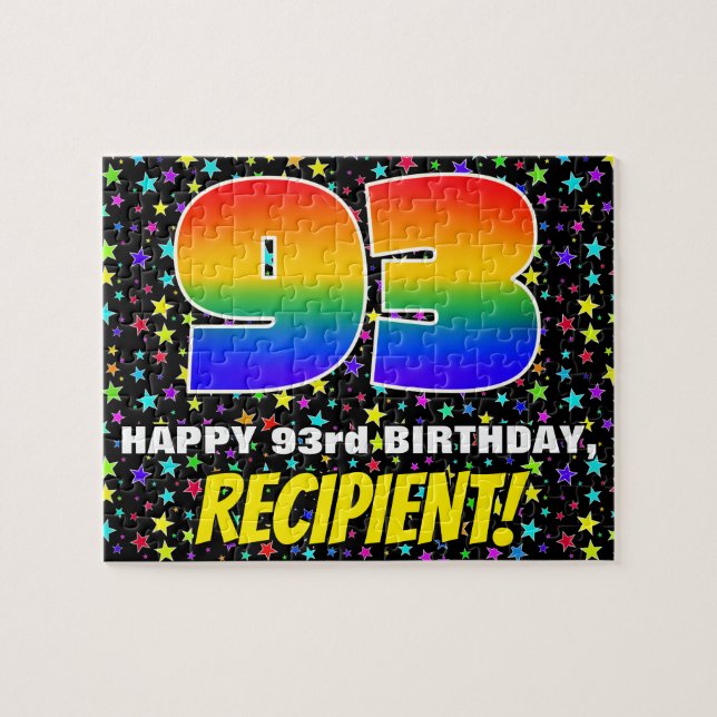 93rd Birthday — Fun, Colourful Star Field Pattern Jigsaw Puzzle (Horizontal)