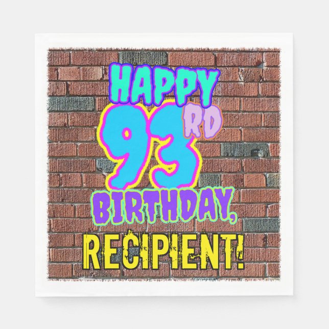 93rd Birthday ~ Fun, Urban Graffiti Inspired Look Napkin (Front)
