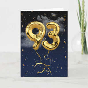 93rd Birthday Gold Mylar Balloon and Confetti Card