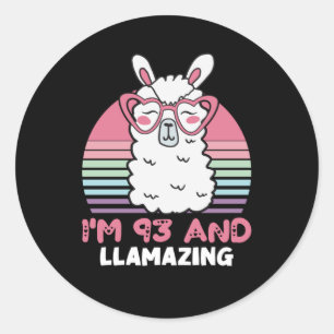 93rd Birthday Llamazing Llama 93 Year Old Birthday Classic Round Sticker