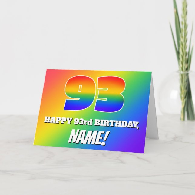 93rd Birthday: Multicolored Rainbow Pattern # 93 Card (Front)