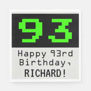 93rd Birthday - Nerdy / Geeky Style "93" & Name Napkin