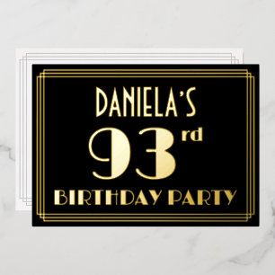 93rd Birthday Party: Art Deco Look “93”, w/ Name
