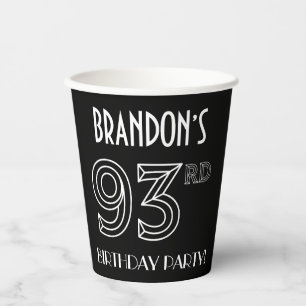 93rd Birthday Party: Art Deco Style + Custom Name Paper Cups