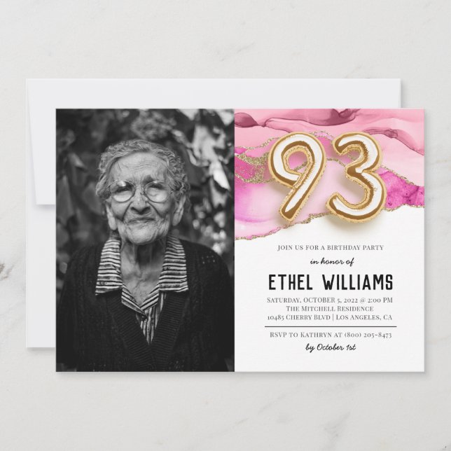 93rd Birthday Party Invitation (Front)