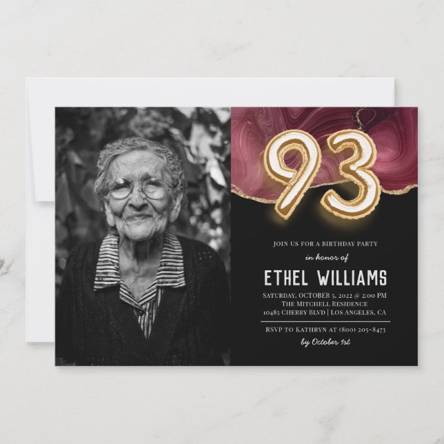 93rd Birthday Party Invitation (Front)