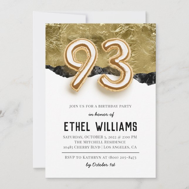 93rd Birthday Party Invitation (Front)