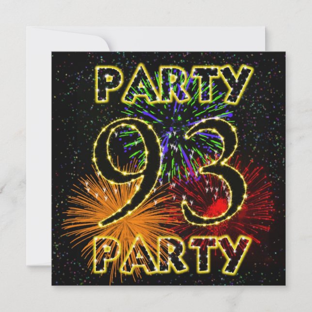 93rd birthday party invitation with fireworks (Front)