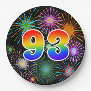 93rd Event - Fun, Colourful, Bold, Rainbow 93 Paper Plate