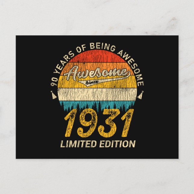  94 Year Old Bday Retro Awesome 94th Birthday Gift Postcard (Front)