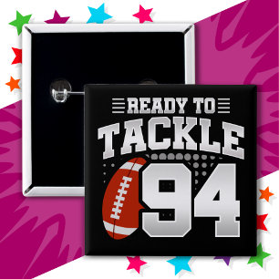 94 Year Old Tackle Football Party 94th Birthday 15 Cm Square Badge