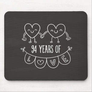 94th Anniversary Gift Chalk Hearts Mouse Mat