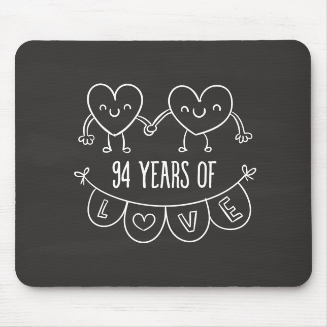 94th Anniversary Gift Chalk Hearts Mouse Mat (Front)