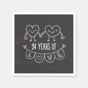 94th Anniversary Gift Chalk Hearts Napkin