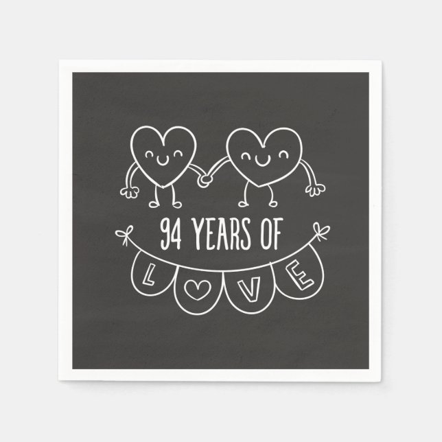94th Anniversary Gift Chalk Hearts Napkin (Front)