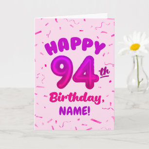 94th Balloon Number Custom Name Birthday Card