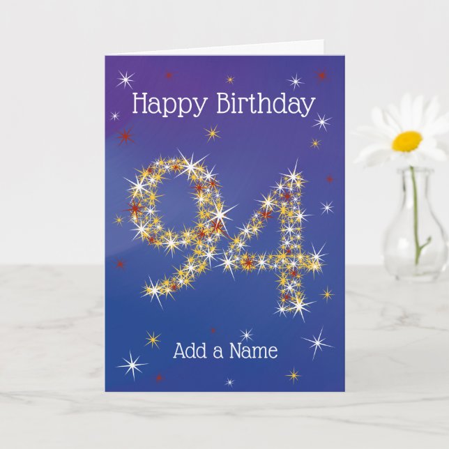 94th Birthday - 94 in Stars - Blue - Age 94 Card (Small Plant)