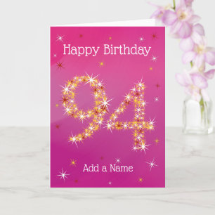 94th Birthday - 94 in Stars - Pink/Purple - Age 94 Card
