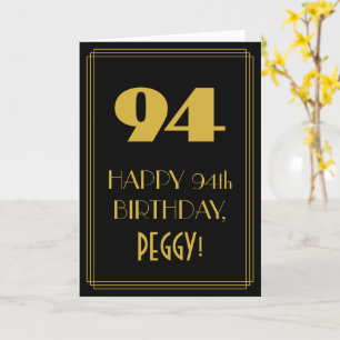 94th Birthday – Art Deco Inspired Look "94" & Name Card