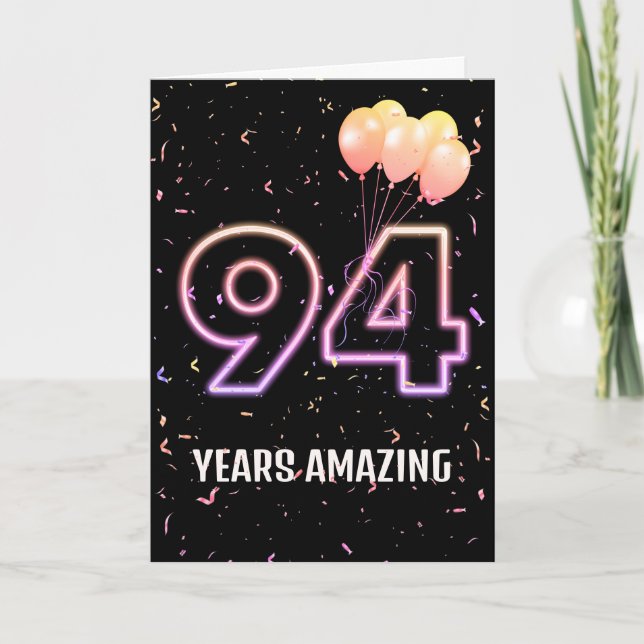 94th Birthday Balloons and Confetti Card (Front)