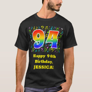 94th Birthday: Colorful Music Symbols, Rainbow 94 T-Shirt