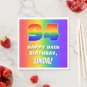 94th Birthday: Colourful, Fun Rainbow Pattern # 94 Napkin