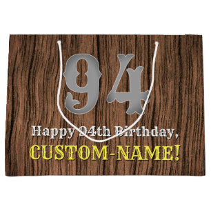 94th Birthday: Country Western Inspired Look, Name Large Gift Bag
