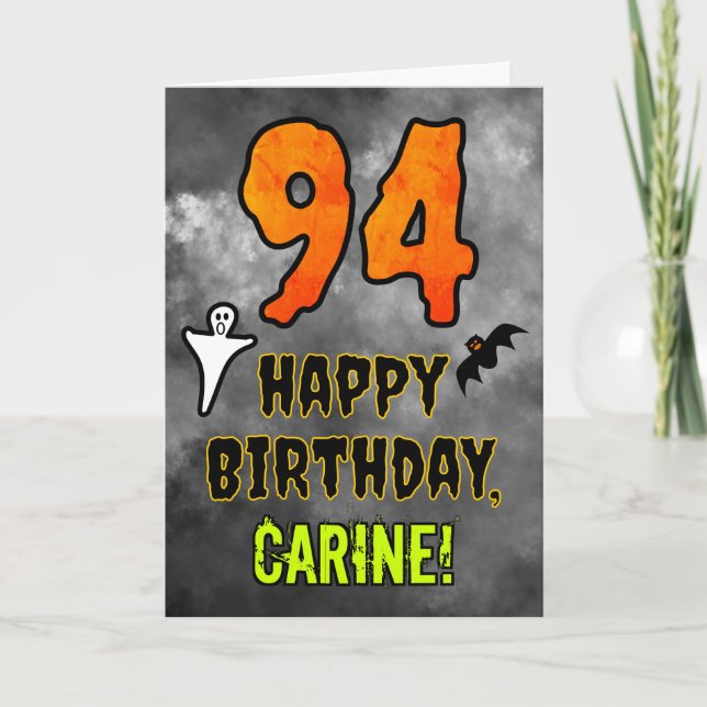 94th Birthday: Eerie Halloween Theme + Custom Name Card (Front)