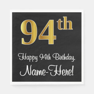 94th Birthday ~ Elegant Luxurious Faux Gold Look # Napkin