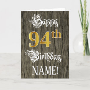 94th Birthday: Faux Gold Look + Faux Wood Pattern Card