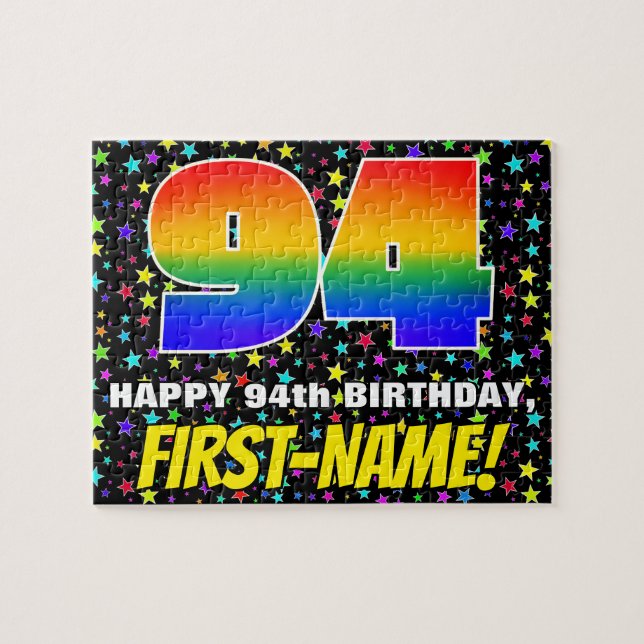 94th Birthday — Fun, Colourful Star Field Pattern Jigsaw Puzzle (Horizontal)