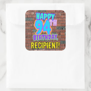 94th Birthday – Fun, Urban Graffiti Inspired Look Square Sticker