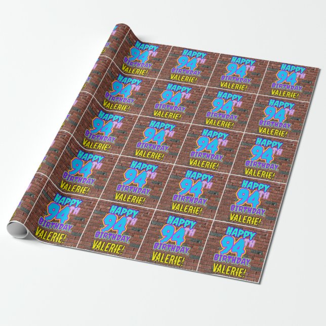 94th Birthday: Fun, Urban Graffiti Inspired Look Wrapping Paper (Unrolled)